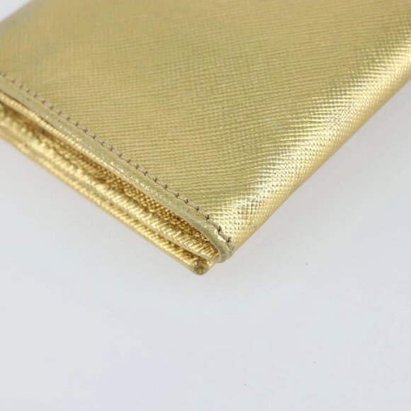 PRADA Long Wallet Safiano leather Gold Auth 142948 - Picture 10 of 16